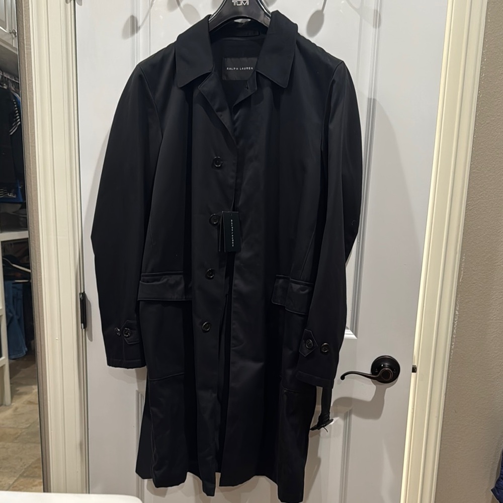 Ralph Lauren Black Trench Coat Classic Style